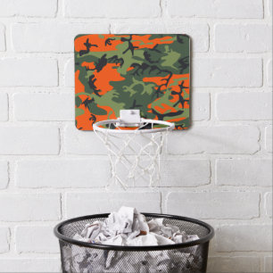Orange and Green Camouflage, Military, Army Mini Basketball Hoop