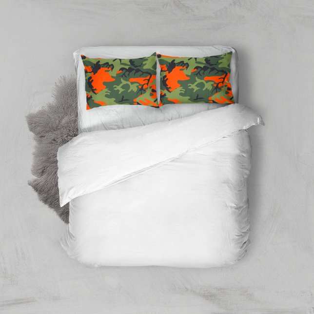 Orange and Green Camouflage, Military, Army Pillow Case (Creator Uploaded)