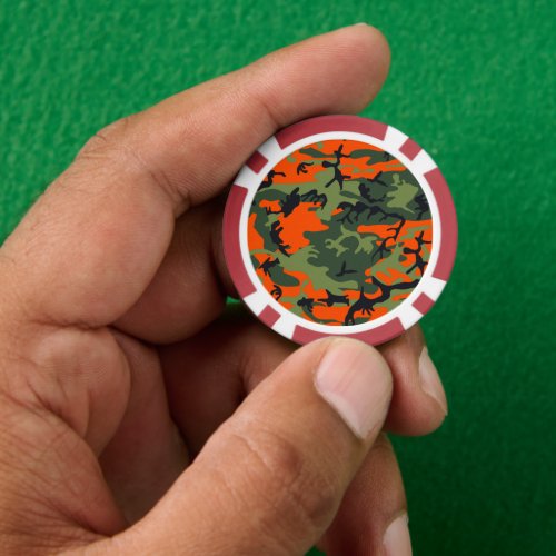 Orange and Green Camouflage Military Army Poker Chips