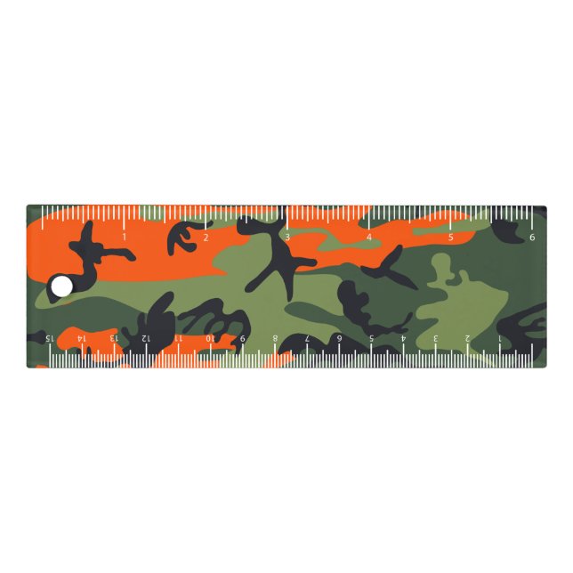 Orange and Green Camouflage, Military, Army Ruler (Front)