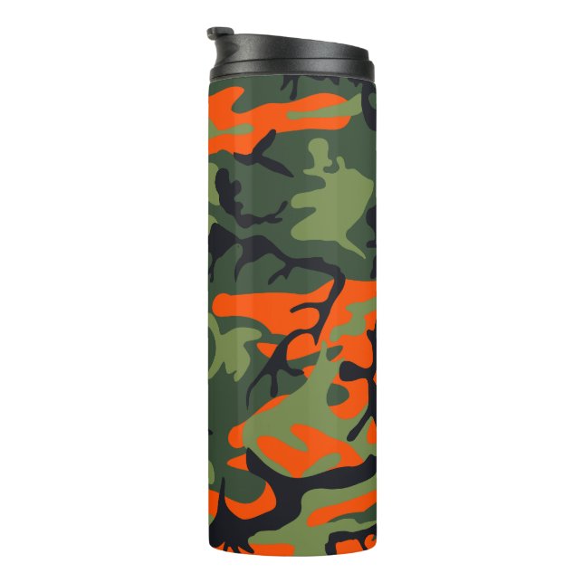 Orange and Green Camouflage, Military, Army Thermal Tumbler (Rotated Right)