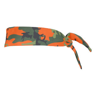 Orange and Green Camouflage, Military, Army Tie Headband