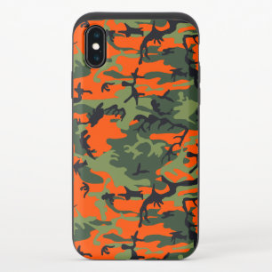 Orange and Green Camouflage, Military, Army iPhone XS Slider Case