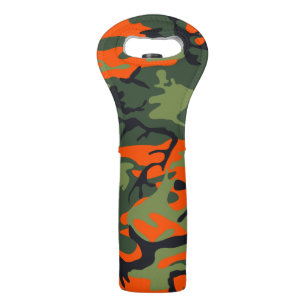 Orange and Green Camouflage, Military, Army Wine Bag