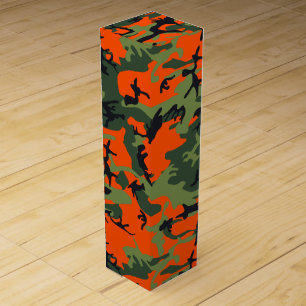 Orange and Green Camouflage, Military, Army Wine Box