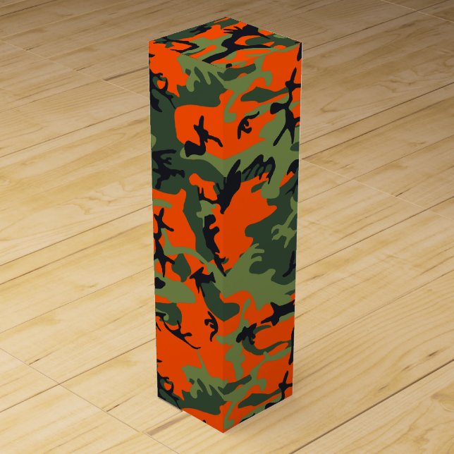 Orange and Green Camouflage, Military, Army Wine Box (Front)