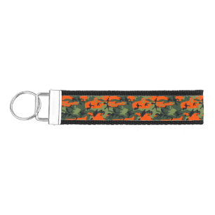 Orange and Green Camouflage, Military, Army Wrist Keychain