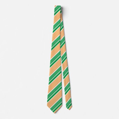 Orange and Green Diagonal Candy Stripes Striped Neck Tie