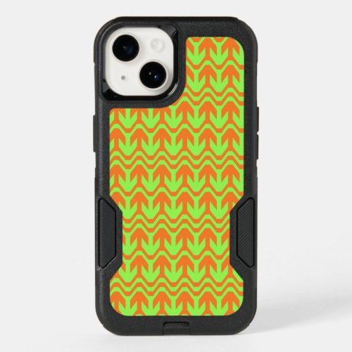 Orange and Green Double Arrow Wave Pattern OtterBox iPhone 14 Case