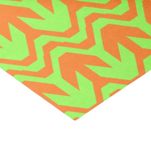 Orange and Green Double Arrow Wave Pattern Tissue Paper