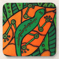 Orange And Green Gecko Coaster
