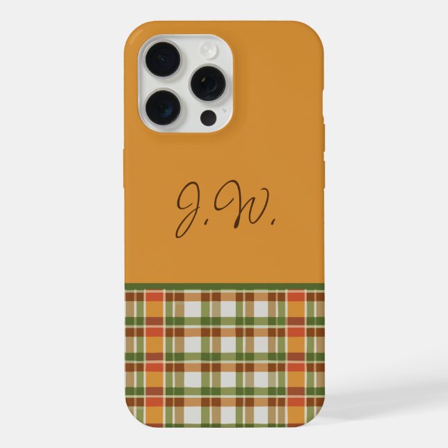 Orange and Green Gingham Iphone Case (Back)