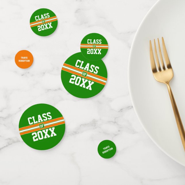 Orange and Green Graduation Custom Congratulations Confetti (Group)