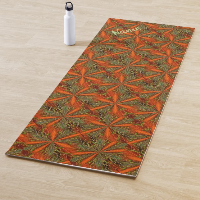 Orange And Green Grass Abstract Personalized Yoga Mat (In Situ)