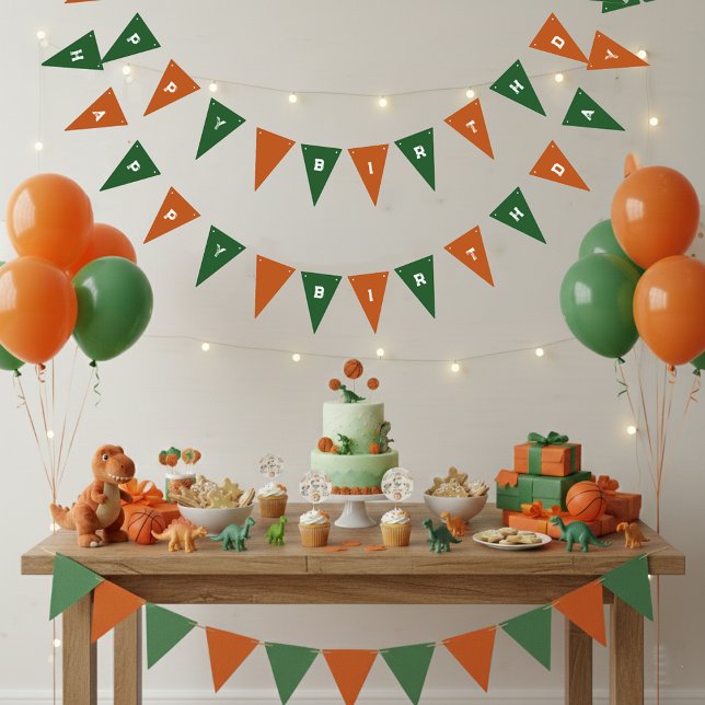 Orange And Green Happy Birthday Bunting Flags (Creator Uploaded)