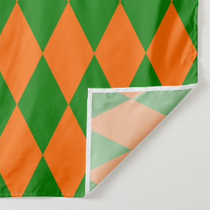 Orange and Green Harlequin Checkered Design  Fabric