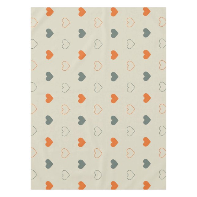Orange and Green Heart Grid Pattern Tablecloth (Front)