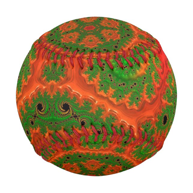 Orange and Green Kaleidoscope Baseball (Front)