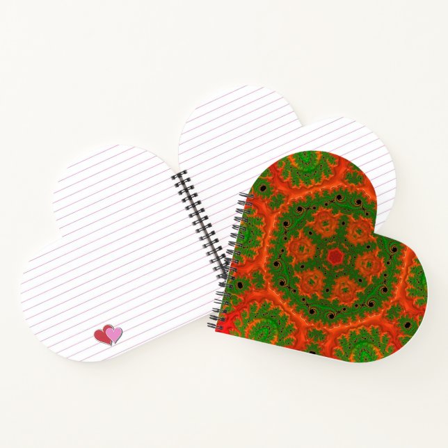 Orange and Green Kaleidoscope Heart Notebook (Inside)