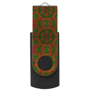 Orange and Green Kaleidoscope USB Flash Drive