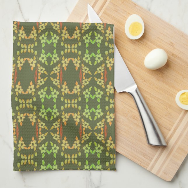 Orange and Green Kitchen Towel (Quarter Fold)