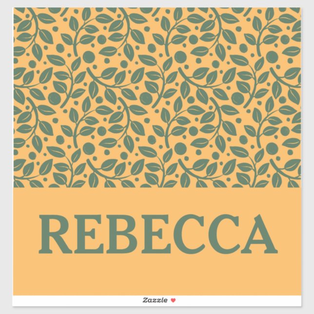 Orange and Green Leaf Pattern Luggage Sticker (Sheet)