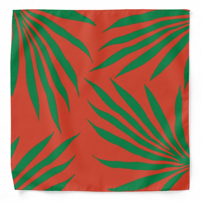 orange and green leaf Tribal African head wrap Bandana (Front)