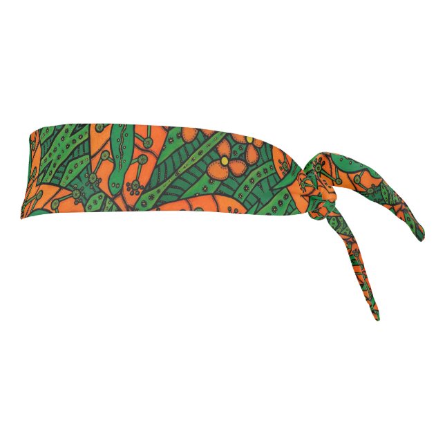 Orange And Green Lizard Pattern Gecko Tie Headband (Rotate 90)