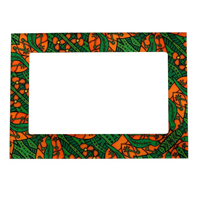Orange And Green Lizards Gecko Pattern Magnetic Photo Frame (Front)