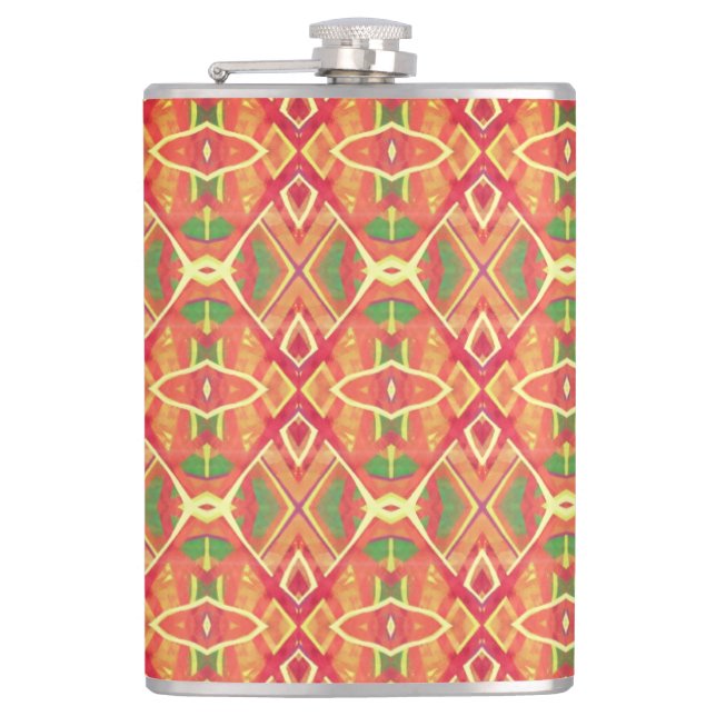 Orange and green pattern flask (Front)