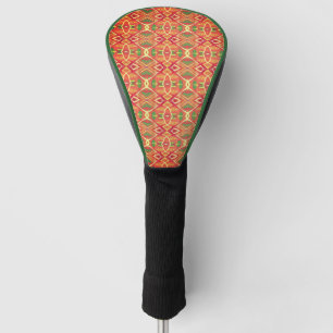 Orange and green pattern golf head cover