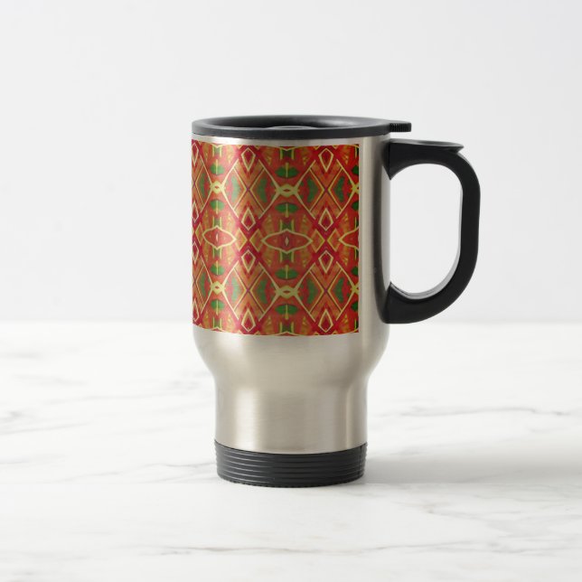 Orange and green pattern travel mug (Right)