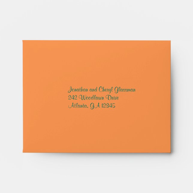 Orange and Green Polka Dot Envelope for RSVP Card (Front)