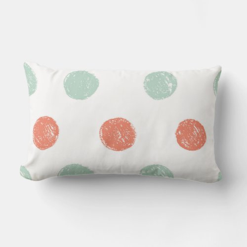 orange and green polka dot lumbar pillow