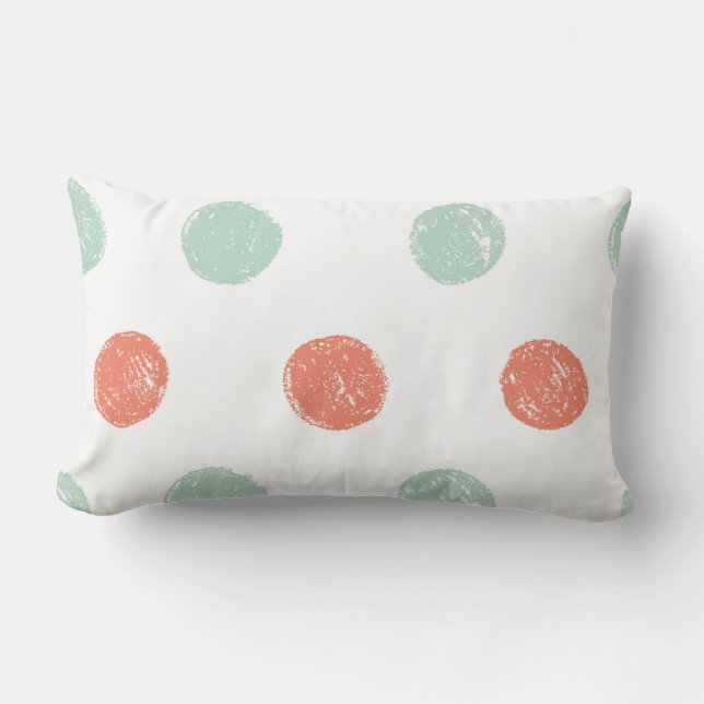 orange and green polka dot lumbar pillow (Front)