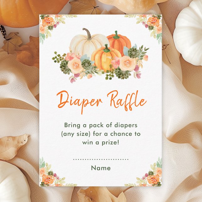 Orange and Green Pumpkin Baby Shower Diaper Raffle Enclosure Card (Creator Uploaded)