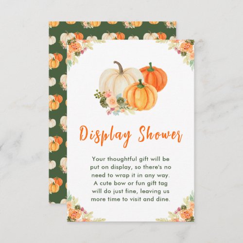 Orange and Green Pumpkins Baby Display Shower Enclosure Card