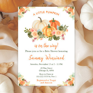 Orange and Green Pumpkins Baby Shower Invitation