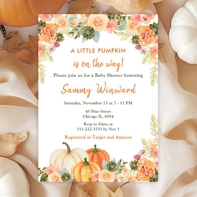 Orange and Green Pumpkins Baby Shower Invitation (Creator Uploaded)