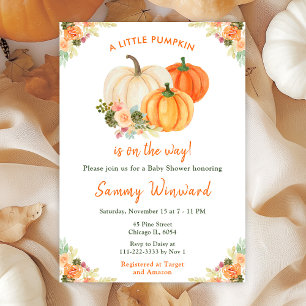 Orange and Green Pumpkins Baby Shower Invitation