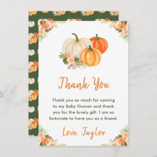 Orange and Green Pumpkins Baby Shower Thank You Card