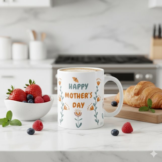 Orange and Green Simple Mother's Day Personal Mug (Creator Uploaded)