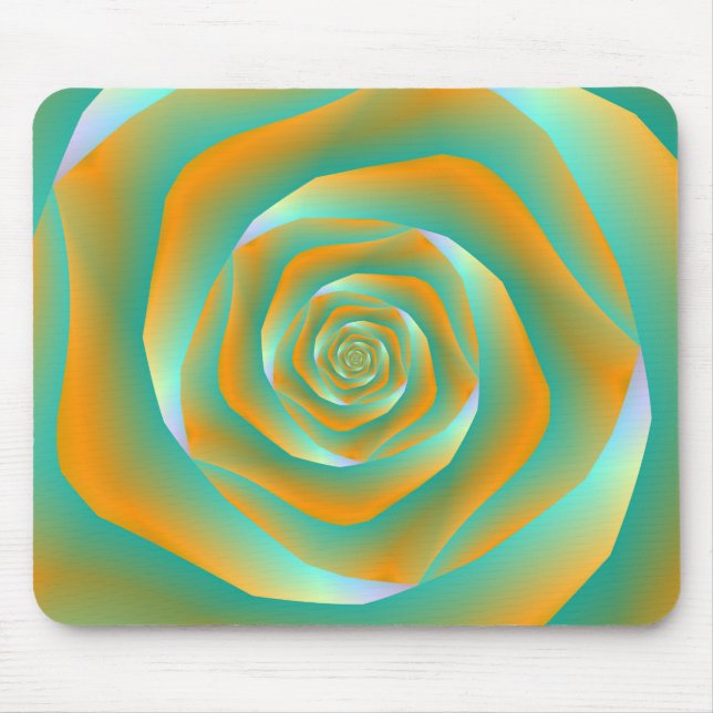 Orange and Green Spiral Rose Mousepad (Front)