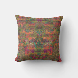 Orange and Green Textured Throw Pillow