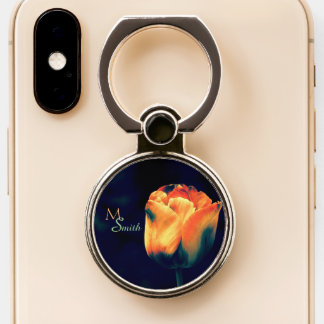 Orange and Green Tulip *personalize* Phone Ring Stand