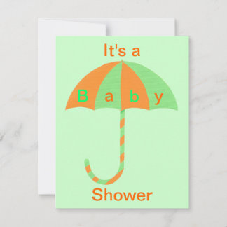 Orange and Green Umbrella Baby Shower Invitations