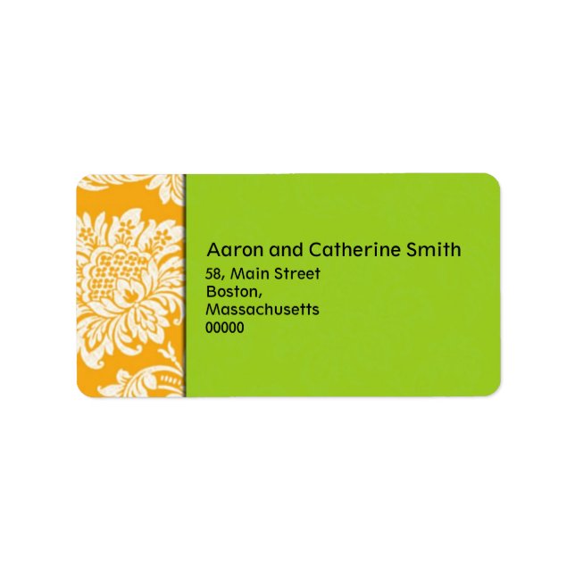 Orange and Green Wedding Address Labels (Front)