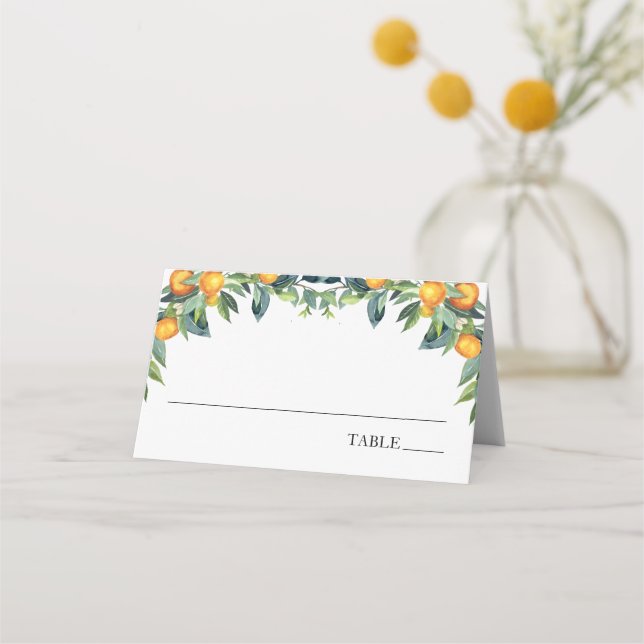 Orange and Greenery Name Place Cards (Front)