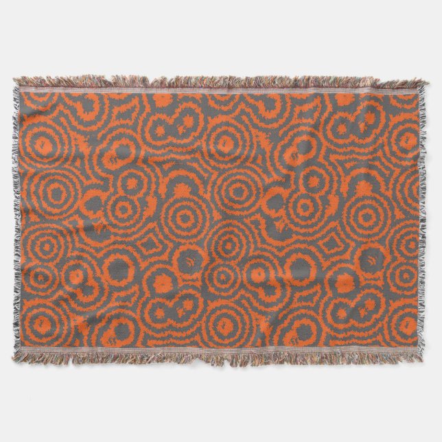 orange and grey abstract  throw blanket (Front)