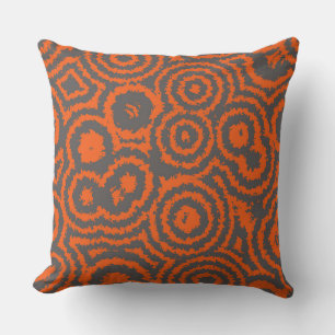 orange and grey abstract throw pillow